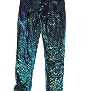Shimmering Blue and Green Iridescent Leggings